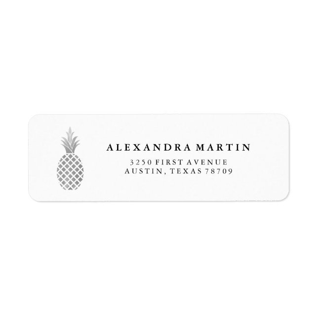 Elegant Silver Pineapple Label (Front)