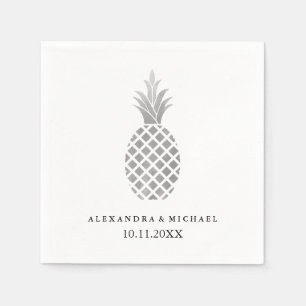 Elegant Silver Pineapple Wedding Napkins