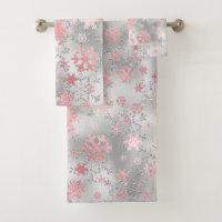 Elegant Silver Pink Christmas Snowflake Pattern