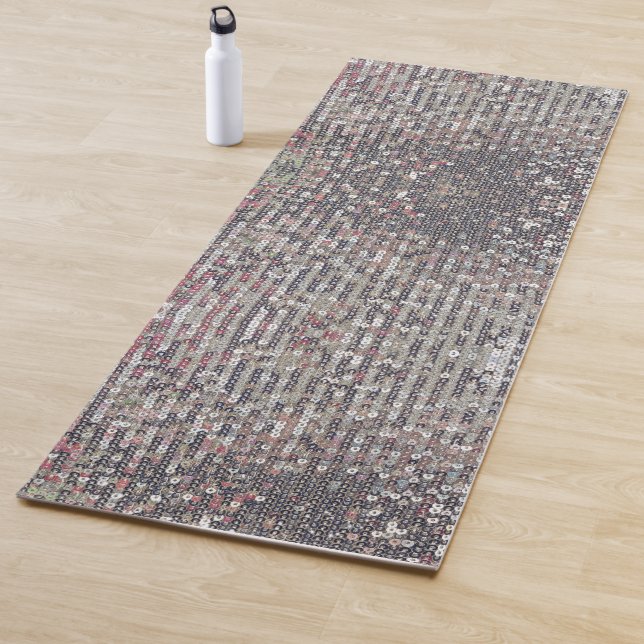 Elegant silver pink girly glitter sequins  yoga mat (In Situ)