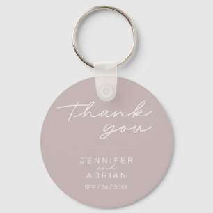 Elegant Silver Pink Minimal Wedding keychain