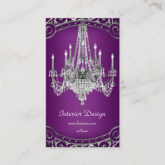 Elegant Silver Plum Chandelier Interior Design Business Card