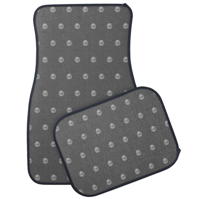 Elegant Silver Polka Dots on Gray Car Floor Mat (Set)