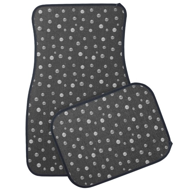 Elegant Silver Polka Dots on Gray Car Floor Mat (Set)