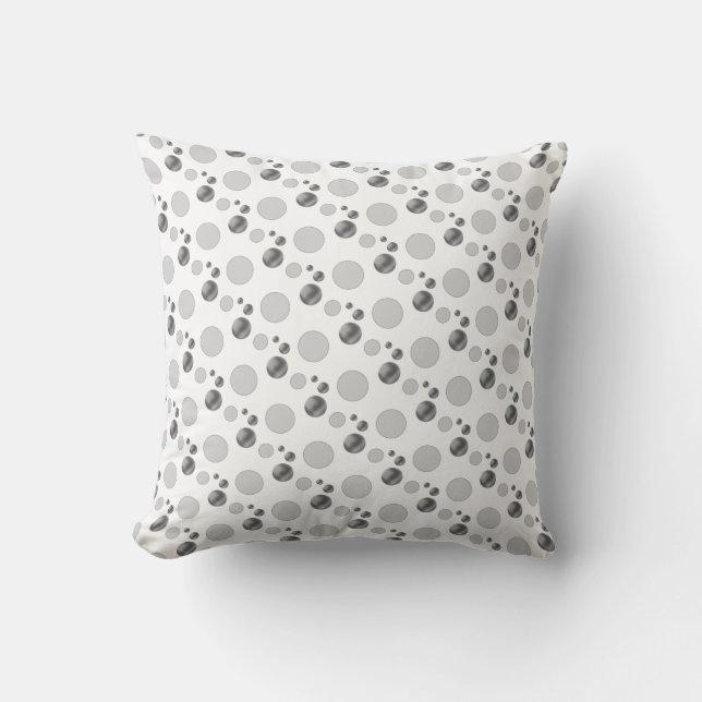 Elegant Silver Polka Dots Throw Pillow (Front)