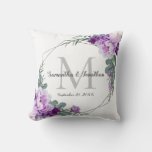 Elegant Silver Purple Floral Wedding Throw Pillow at Zazzle