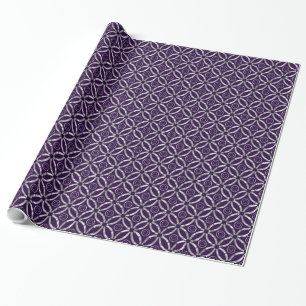 Elegant Silver & Purple Geometric Pattern Wrapping Paper