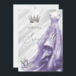 Elegant Silver Purple Sparkle Dress Sweet 16 Invitation<br><div class="desc">Silver Purple Sparkle Dress Princess Sweet 16 Invitation</div>