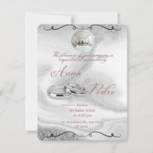 Elegant Silver QR Code Wedding Invitation Card
