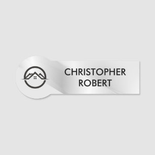 Elegant Silver Real Estate Name Tag