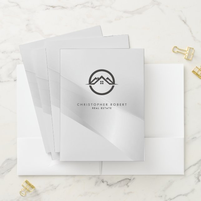 Elegant Silver Real Estate Pocket Folder (In Situ)