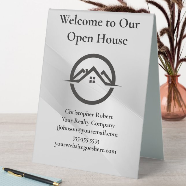 Elegant Silver Real Estate Table Tent (In SItu (Table))