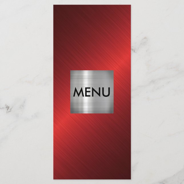 Elegant Silver Red Black Menue Chic Menu (Front)