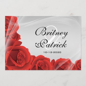 Elegant Silver & Red Rose Wedding Invitations by natureprints at Zazzle