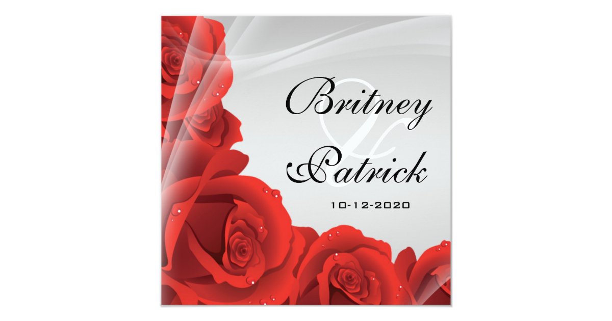 Elegant Silver & Red Rose Wedding Invitations | Zazzle.com