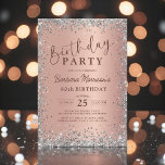 Elegant Silver Rose Gold Glitter 80th Birthday Invitation<br><div class="desc">Elegant silver and rose gold glitter 80th birthday invitation designed to celebrate a milestone with a luxurious,  timeless look. Perfect for honoring an 80th birthday with a sophisticated and festive style. Ideal for milestone birthday parties and formal celebrations. Editable text. Print-ready layout.</div>