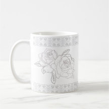 Elegant Silver Roses And Lace Embroidery