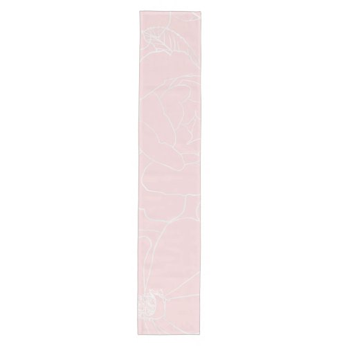 Elegant Silver Roses Floral Drawing Pink Design Medium Table Runner