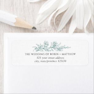 Elegant Silver Sage Hand Drawn Floral Address Label