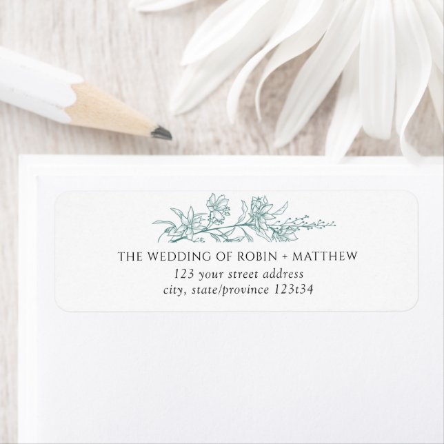 Elegant Silver Sage Hand Drawn Floral Address Label (Insitu)