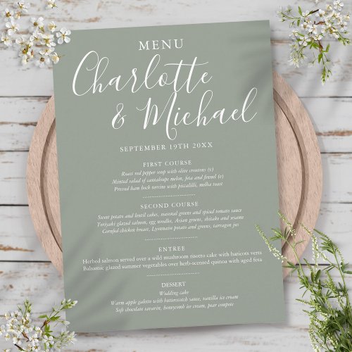 Elegant Silver Sage Signature Wedding Menu