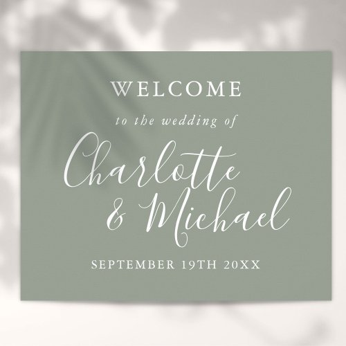 Elegant Silver Sage Signature Wedding Welcome Poster