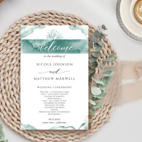 Elegant Silver Sage Wedding Program