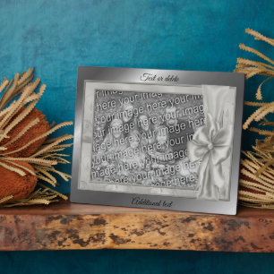 Elegant Silver Satin Bow Create Your Own Photo Plaque