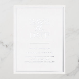 Elegant Silver Save The Date Foil Invitation Postcard