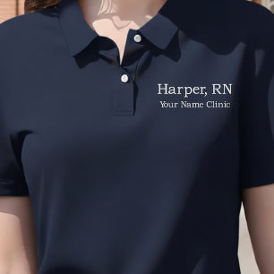 Elegant Silver Script Doctor MD ER RN Nurse Custom Embroidered Polo Shirt