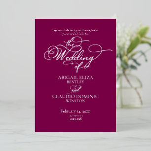 Elegant Silver Script on Wine Italy Destination Foil Invitation