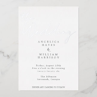 ELEGANT SILVER SCRIPT WEDDING INVITATION | MINIMAL FOIL INVITATION
