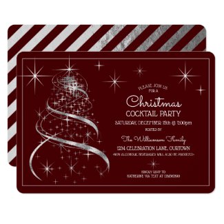 Elegant Silver Shimmer Christmas Cocktail Party Invitation