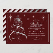 Elegant Silver Shimmer Christmas Cocktail Party Invitation