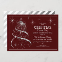 Elegant Silver Shimmer Christmas Dinner Party Invitation