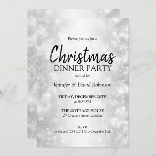 Elegant Silver Shimmer Holiday Christmas Party Invitation