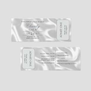 Elegant Silver Silk Company Charity Gala Admit One Raffle Tickets