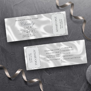 Elegant Silver Silk Company Charity Gala Admit One Raffle Tickets