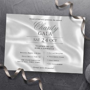 Elegant Silver Silk Company Charity Gala Invitation