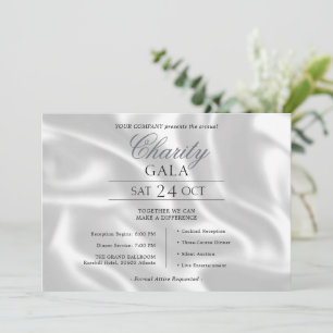 Elegant Silver Silk Company Charity Gala Invitation
