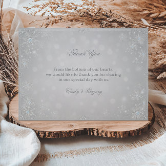 Elegant Silver Snowfall Winter Glow Thank You Card