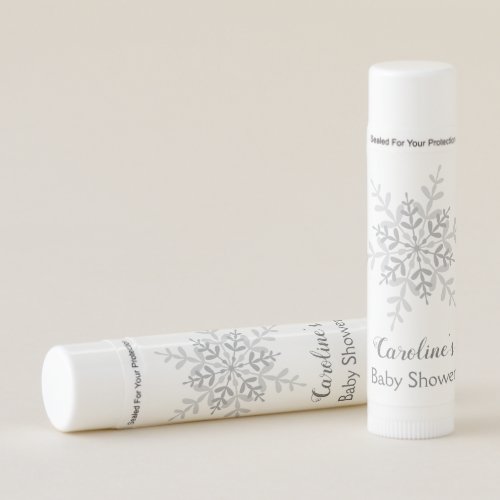 Elegant Silver Snowflake Baby Shower Favor Lip Balm