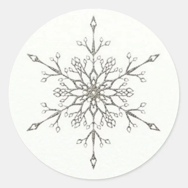 Elegant Silver Snowflake Classic Round Sticker | Zazzle