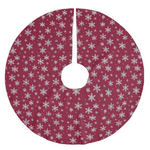 Elegant Silver Snowflake Winter Holiday Brushed Polyester Tree Skirt