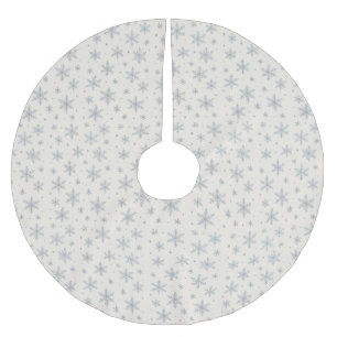 Elegant Silver Snowflake Winter Holiday Brushed Polyester Tree Skirt