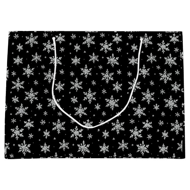 Elegant Silver Snowflake | Winter Holiday  Large Gift Bag (Front)