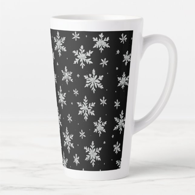 Elegant Silver Snowflake | Winter Holiday  Latte Mug (Right)