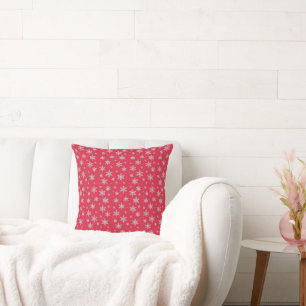 Elegant Silver Snowflake Winter Holiday Throw Pillow