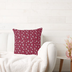 Elegant Silver Snowflake Winter Holiday Throw Pillow
