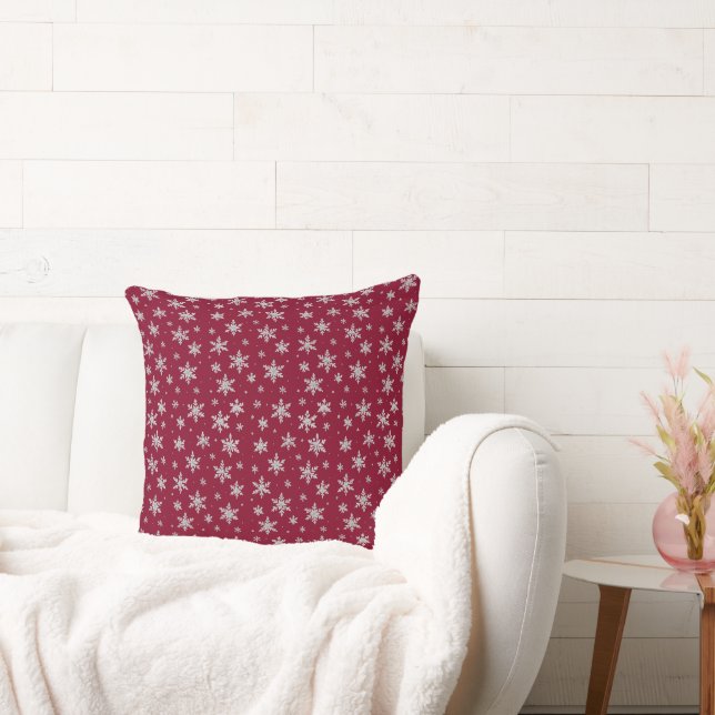 Elegant Silver Snowflake | Winter Holiday  Throw Pillow (Couch)